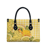 Hawaii Palaka Leather Bag Cute Ripe Mango Turtle On The Waves