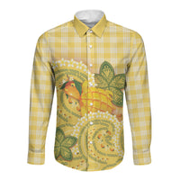 Hawaii Palaka Long Sleeve Button Shirt Cute Ripe Mango Turtle On The Waves
