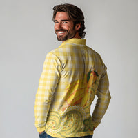Hawaii Palaka Long Sleeve Polo Shirt Cute Ripe Mango Turtle On The Waves