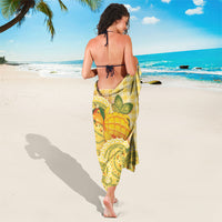 Hawaii Palaka Sarong Cute Ripe Mango Turtle On The Waves
