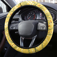 Hawaii Palaka Steering Wheel Cover Cute Ripe Mango Turtle On The Waves