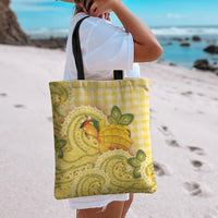 Hawaii Palaka Tote Bag Cute Ripe Mango Turtle On The Waves