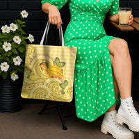 Hawaii Palaka Tote Bag Cute Ripe Mango Turtle On The Waves