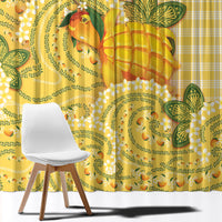 Hawaii Palaka Window Curtain Cute Ripe Mango Turtle On The Waves