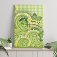 Hawaii Palaka Canvas Wall Art Cute Green Mango Turtle On The Waves