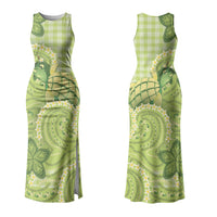 Hawaii Palaka Couples Matching Tank Maxi Dress and Hawaiian Shirt Cute Green Mango Turtle On The Waves