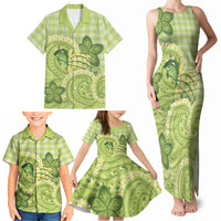 Hawaii Palaka Family Matching Tank Maxi Dress and Hawaiian Shirt Cute Green Mango Turtle On The Waves
