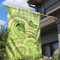 Hawaii Palaka Garden Flag Cute Green Mango Turtle On The Waves