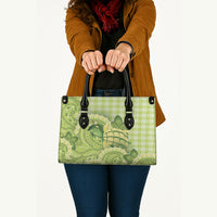 Hawaii Palaka Leather Bag Cute Green Mango Turtle On The Waves