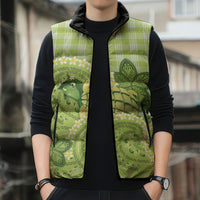 Hawaii Palaka Sleeveless Puffer Jacket Cute Green Mango Turtle On The Waves