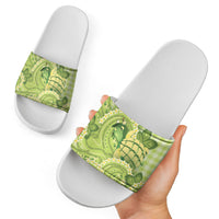 Hawaii Palaka Slide Sandals Cute Green Mango Turtle On The Waves
