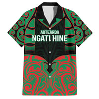 Custom Aotearoa Ngati Hine Family Matching Short Sleeve Bodycon Dress and Hawaiian Shirt Maori Pattern New Zealand DT05 Dad's Shirt - Short Sleeve Green - Polynesian Pride