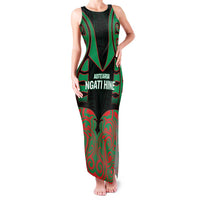 Custom Aotearoa Ngati Hine Family Matching Tank Maxi Dress and Hawaiian Shirt Maori Pattern New Zealand DT05 Mom's Dress Green - Polynesian Pride