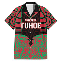 Custom Aotearoa Tuhoe Family Matching Mermaid Dress and Hawaiian Shirt Maori Pattern New Zealand DT05 Dad's Shirt - Short Sleeve Red - Polynesian Pride