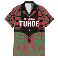 Custom Aotearoa Tuhoe Family Matching Tank Maxi Dress and Hawaiian Shirt Maori Pattern New Zealand DT05 Dad's Shirt - Short Sleeve Red - Polynesian Pride