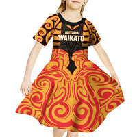 Custom Aotearoa Waikato Kid Short Sleeve Dress Maori Pattern New Zealand DT05 - Polynesian Pride