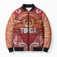 Tonga King's Birthday Bomber Puffer Jacket Gold Royal Crown Tribal Patterns
