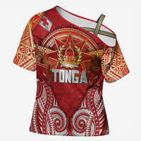 Tonga King's Birthday Cross Shoulder Shirt Gold Royal Crown Tribal Patterns