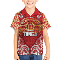 Tonga King's Birthday Family Matching Off Shoulder Maxi Dress and Hawaiian Shirt Gold Royal Crown Tribal Patterns