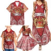 Tonga King's Birthday Family Matching Summer Maxi Dress and Hawaiian Shirt Gold Royal Crown Tribal Patterns DT05 - Polynesian Pride