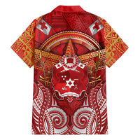 Tonga King's Birthday Family Matching Summer Maxi Dress and Hawaiian Shirt Gold Royal Crown Tribal Patterns