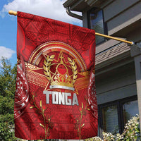 Tonga King's Birthday Garden Flag Gold Royal Crown Tribal Patterns