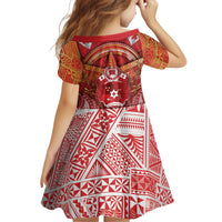 Tonga King's Birthday Kid Short Sleeve Dress Gold Royal Crown Tribal Patterns DT05 - Polynesian Pride