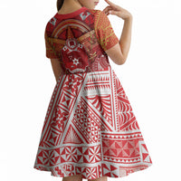 Tonga King's Birthday Kid Short Sleeve Dress Gold Royal Crown Tribal Patterns DT05 - Polynesian Pride
