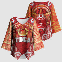 Tonga King's Birthday Kimono Sleeve Blouse Gold Royal Crown Tribal Patterns