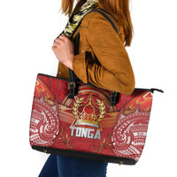 Tonga King's Birthday Leather Tote Bag Gold Royal Crown Tribal Patterns