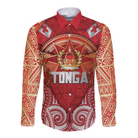 Tonga King's Birthday Long Sleeve Button Shirt Gold Royal Crown Tribal Patterns