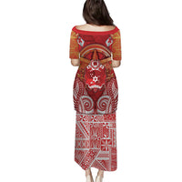 Tonga King's Birthday Puletasi Gold Royal Crown Tribal Patterns DT05 - Polynesian Pride