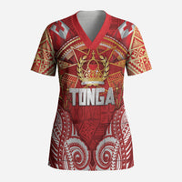 Tonga King's Birthday Scrub Top Gold Royal Crown Tribal Patterns