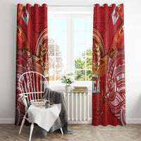 Tonga King's Birthday Window Curtain Gold Royal Crown Tribal Patterns