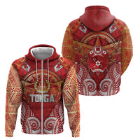 Tonga King's Birthday Zip Hoodie Gold Royal Crown Tribal Patterns