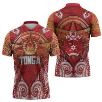 Tonga King's Birthday Zipper Polo Shirt Gold Royal Crown Tribal Patterns DT05 - Polynesian Pride