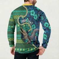 Personalised Solomon Islands Independence Day Button Sweatshirt Crocodile Hibiscus Tribal Pattern DT05 - Polynesian Pride