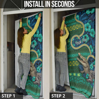 Personalised Solomon Islands Independence Day Door Cover Crocodile Hibiscus Tribal Pattern DT05 - Polynesian Pride
