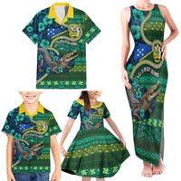Personalised Solomon Islands Independence Day Family Matching Tank Maxi Dress and Hawaiian Shirt Crocodile Hibiscus Tribal Pattern DT05 - Polynesian Pride