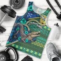 Personalised Solomon Islands Independence Day Men Tank Top Crocodile Hibiscus Tribal Pattern DT05 - Polynesian Pride