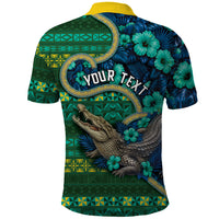 Personalised Solomon Islands Independence Day Polo Shirt Crocodile Hibiscus Tribal Pattern DT05 - Polynesian Pride