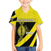 New Caledonia Is In My DNA Family Matching Short Sleeve Bodycon Dress and Hawaiian Shirt DT05 Son's Shirt Yellow - Polynesian Pride