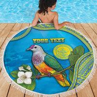 Personalised Palau Biib Bird Beach Blanket Rur Flower And Rock Islands Patterns