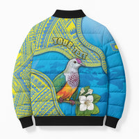 Personalised Palau Biib Bird Bomber Puffer Jacket Rur Flower And Rock Islands Patterns