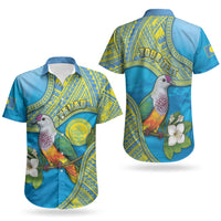 Personalised Palau Biib Bird Couples Matching Off The Shoulder Long Sleeve Dress and Hawaiian Shirt Rur Flower And Rock Islands Patterns DT05 - Polynesian Pride