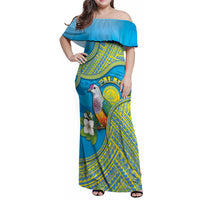 Personalised Palau Biib Bird Family Matching Off Shoulder Maxi Dress and Hawaiian Shirt Rur Flower And Rock Islands Patterns