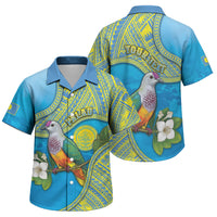 Personalised Palau Biib Bird Family Matching Puletasi and Hawaiian Shirt Rur Flower And Rock Islands Patterns DT05 Son's Shirt Blue - Polynesian Pride