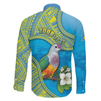 Personalised Palau Biib Bird Family Matching Short Sleeve Bodycon Dress and Hawaiian Shirt Rur Flower And Rock Islands Patterns