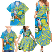 Personalised Palau Biib Bird Family Matching Summer Maxi Dress and Hawaiian Shirt Rur Flower And Rock Islands Patterns