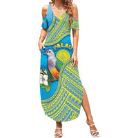 Personalised Palau Biib Bird Family Matching Summer Maxi Dress and Hawaiian Shirt Rur Flower And Rock Islands Patterns